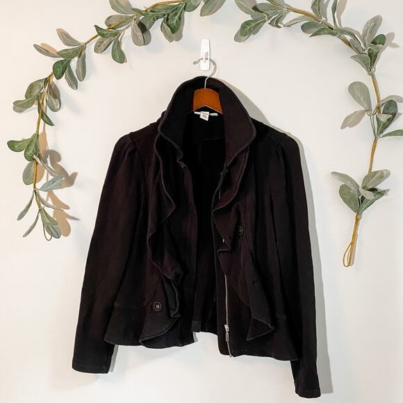 Black Ruffled Knit Jacket LAST CALL - Picture 1 of 4